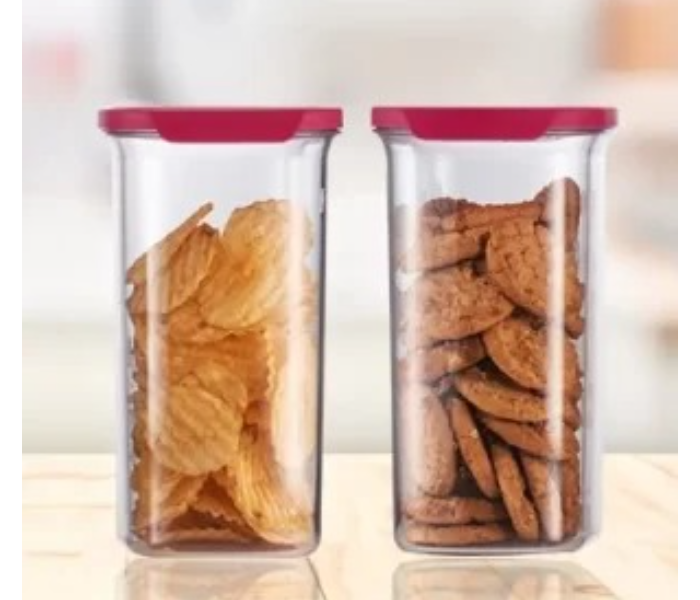 Tupperware Ultra Clear Oval Dry Storage Container 2L capacity, Red Lid in UAE