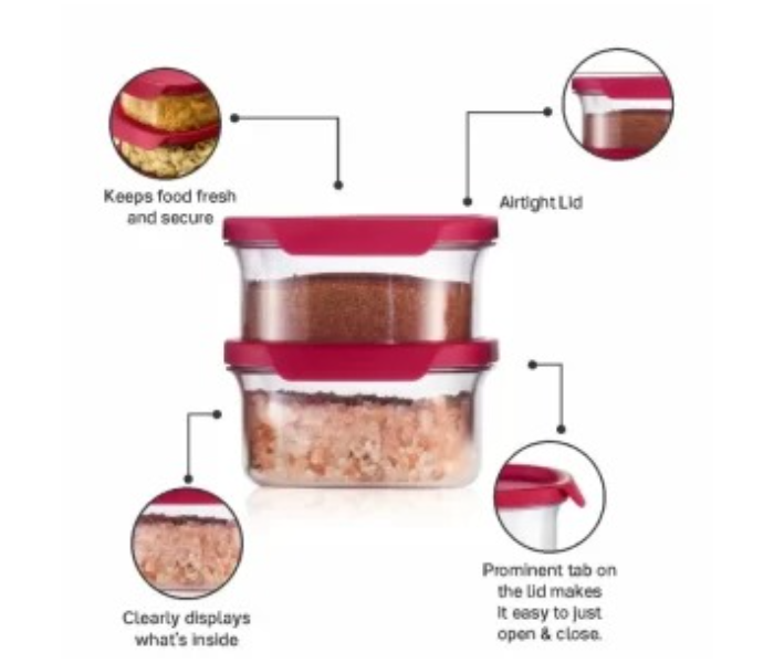Tupperware Ultra Clear Oval Dry Storage Containers, 500mL, Red Lid in UAE