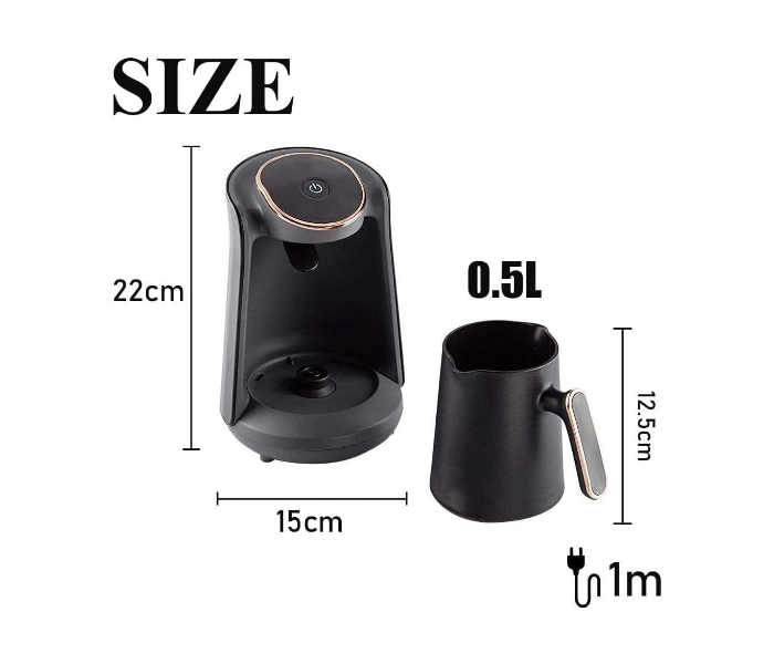 RAF Automatic Turkish Coffee Maker Machine, 1 to 5 Cups, Cordless Electric Coffee Pot, Electric Turkish Coffee Machine, Black/Gold in UAE