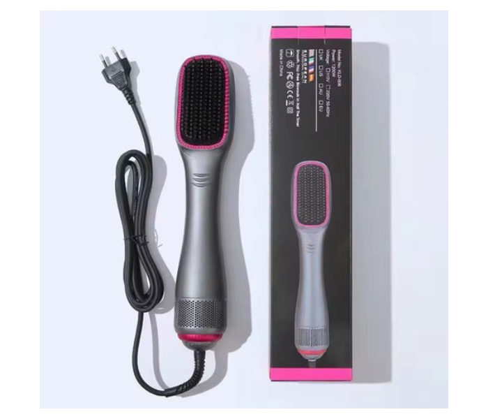 Professional Hot Air Brush & Hair Dryer Styler - 3-in-1 Ionic Ceramic Volumizer for Straightening & Curling, 1200W, Anti-Scald Bristles, Dual Voltage in UAE