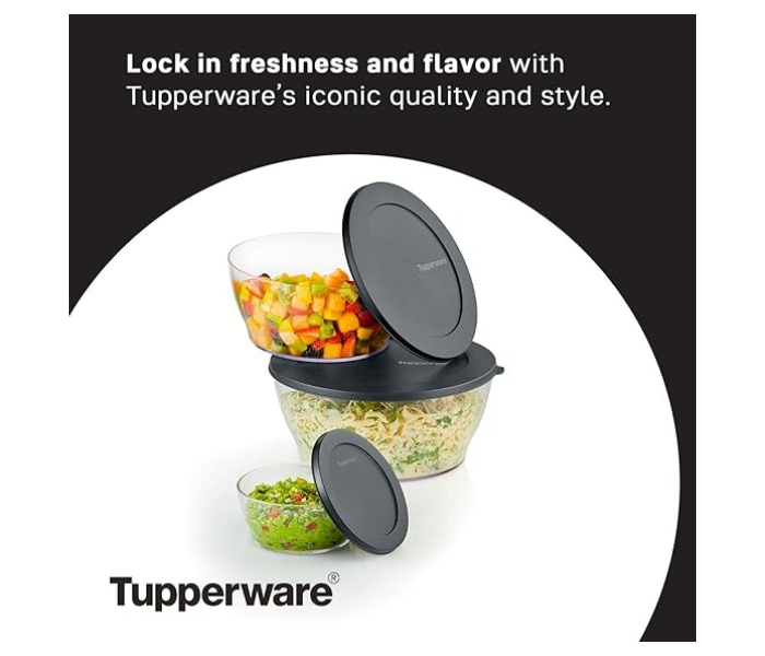 Tupperware Crystal Clear Store & Serve Food Storage Container, 4L Capacity, Black Lid in UAE