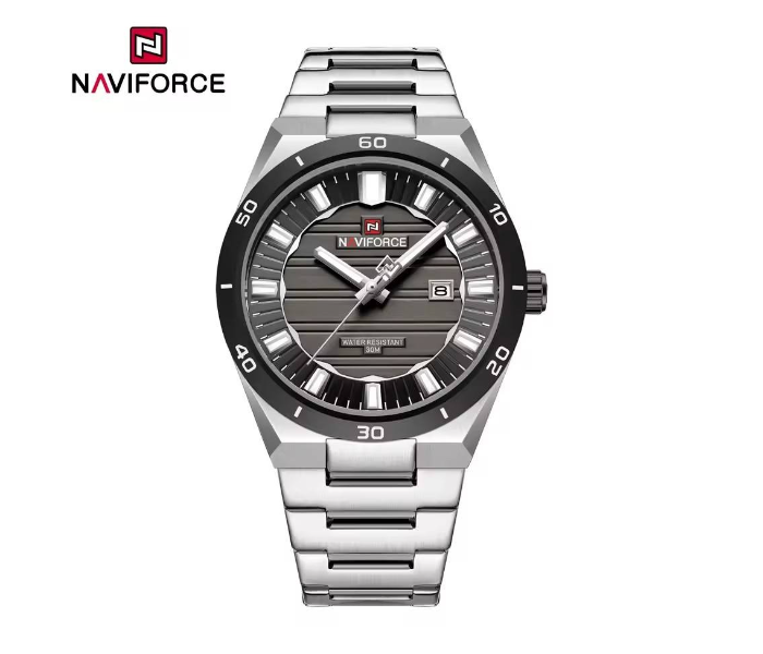 NAVIFORCE 9268 Men's Luxury Business Quartz Watch – Stainless Steel Waterproof Wristwatch with Luminous Hands & Calendar – Silver/Black in UAE
