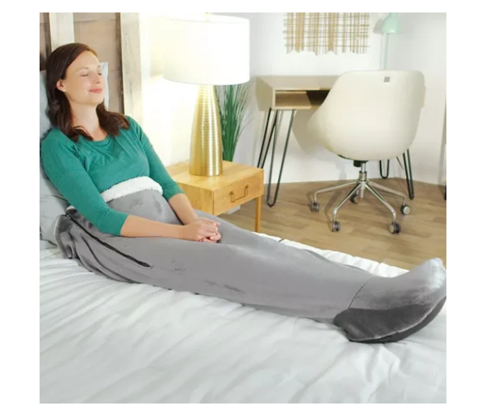 Calming Cozy Massaging Back Heating Pad | Electric Weighted Heat Therapy Wrap with Vibration – Gray in UAE