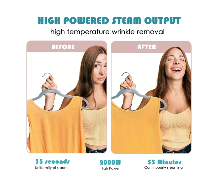 Multifunctional Standing Garment Steamer with Built-in Ironing Board & Hanger, 2000W High Power, Pink/White in UAE