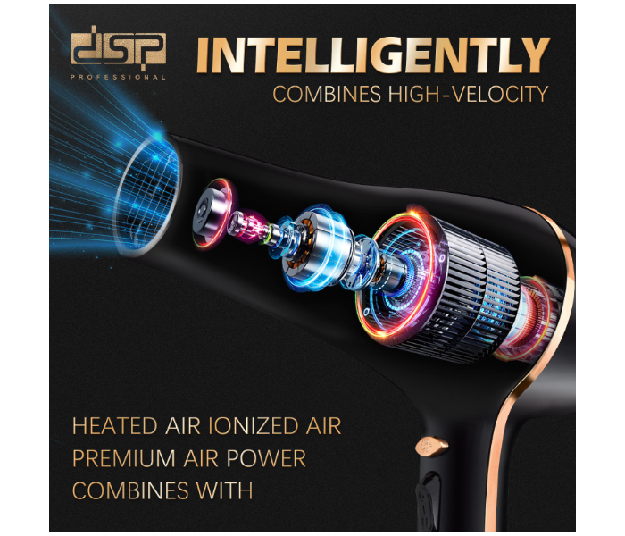DSP Professional 2000W Salon Hair Dryer with Concentrator Nozzle – DC Motor Styling Blow Dryer for Fast Drying & Smooth Finish in UAE