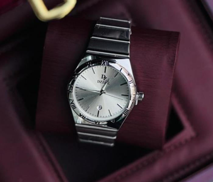  Men Stainless Steel Quartz Watch | Classic Silver Dial Date Display | Water Resistant Analogue in UAE