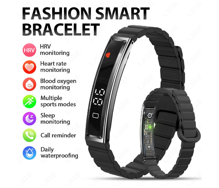 Ultralight Slim Fitness Tracker Smart Bracelet with Heart Rate & Blood Oxygen Monitor, Sleep/Activity Tracking, Pedometer, 5ATM Waterproof, for Men & Women – Black in UAE
