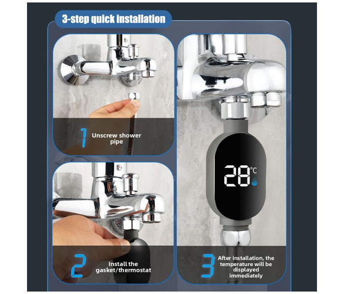 Digital LED Shower Thermometer Water Flow Powered in UAE