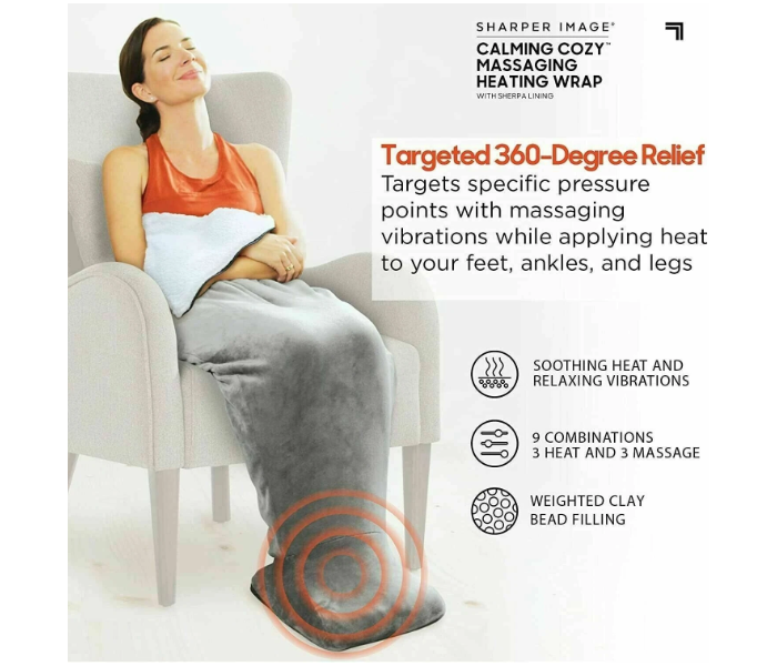 Calming Cozy Massaging Back Heating Pad | Electric Weighted Heat Therapy Wrap with Vibration – Gray in UAE