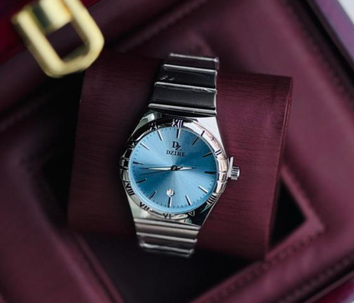 Men Stainless Steel Quartz Watch | Classic blue Dial Date Display | Water Resistant Analogue in UAE