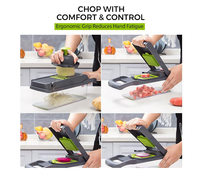 MACON Vegetable Chopper Food Dicer 16 in 1 Slicer with 8 Blades Container and Peeler MC4644 in UAE