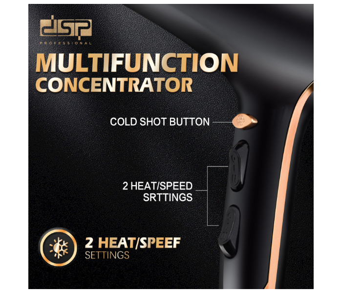 DSP Professional 2000W Salon Hair Dryer with Concentrator Nozzle – DC Motor Styling Blow Dryer for Fast Drying & Smooth Finish in UAE