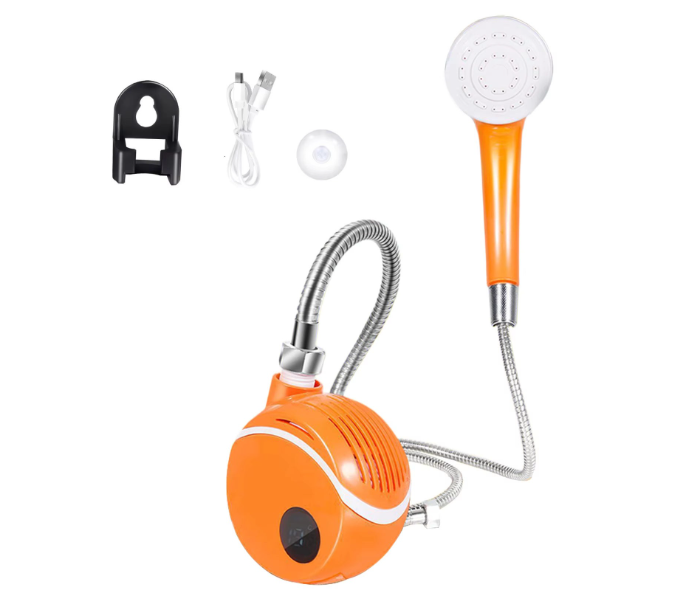 Portable Camping Shower Kit, USB Rechargeable Outdoor Electric Pump For Travel, Hiking & Pet Washing, Orange in UAE