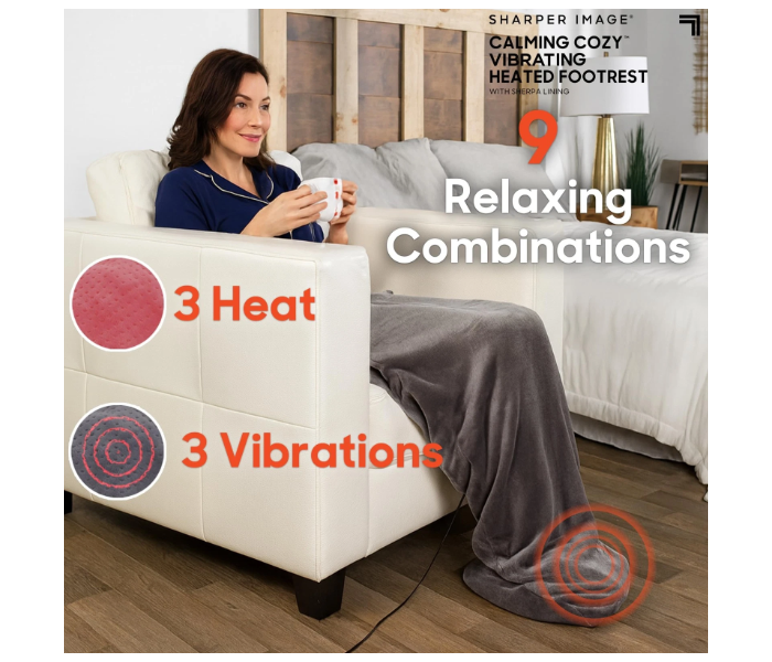 Calming Cozy Massaging Back Heating Pad | Electric Weighted Heat Therapy Wrap with Vibration – Gray in UAE