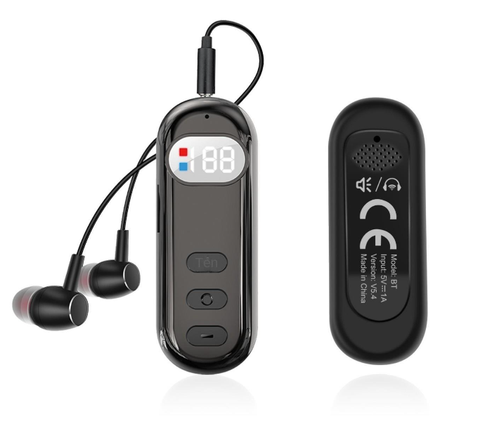 Bluetooth 5.4 Wireless Clip-On Headset Retractable Earbuds Hands-Free Calling Audio Receiver with LED Display & Mic for Business & Sports in UAE