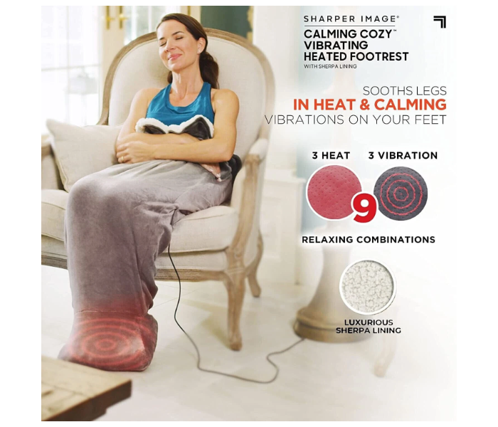 Calming Cozy Massaging Back Heating Pad | Electric Weighted Heat Therapy Wrap with Vibration – Gray in UAE