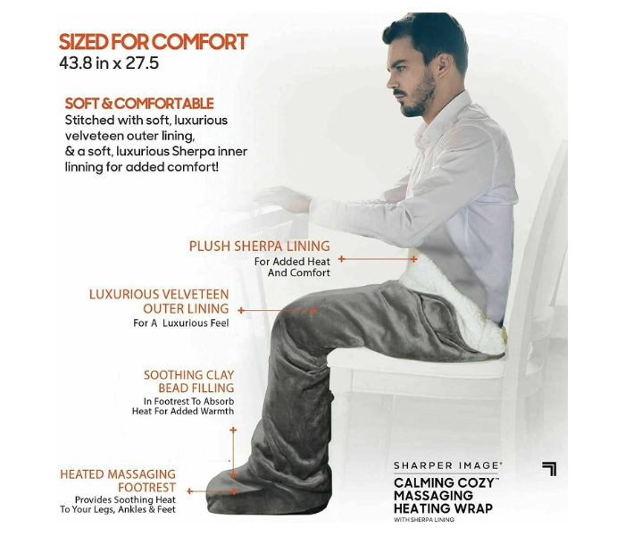 Calming Cozy Massaging Back Heating Pad | Electric Weighted Heat Therapy Wrap with Vibration – Gray in UAE