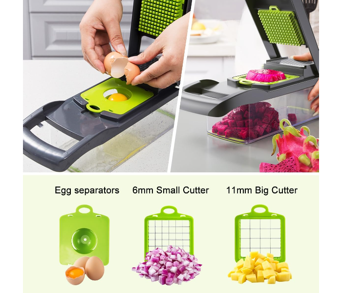 MACON Vegetable Chopper Food Dicer 16 in 1 Slicer with 8 Blades Container and Peeler MC4644 in UAE