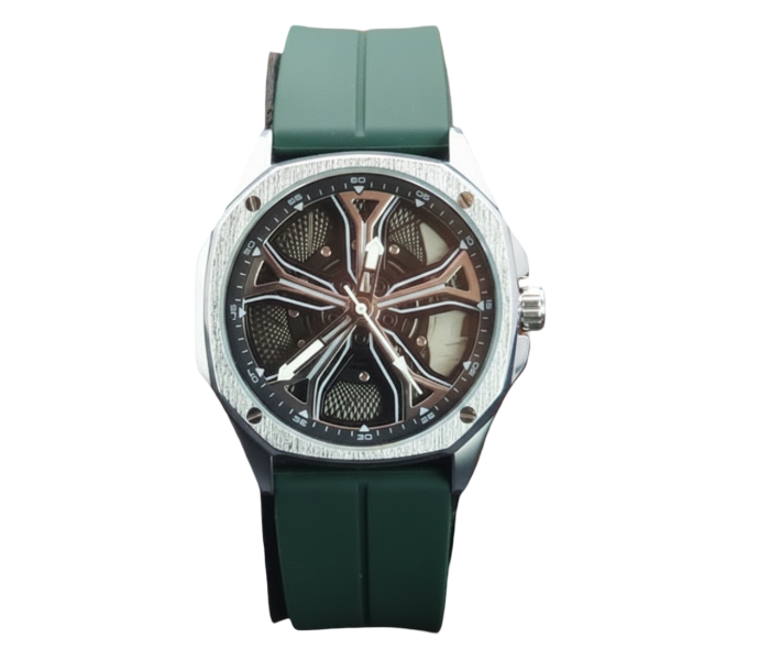 Premium Straps Watch green – Spinning Wheel Display with Silicone Band in UAE