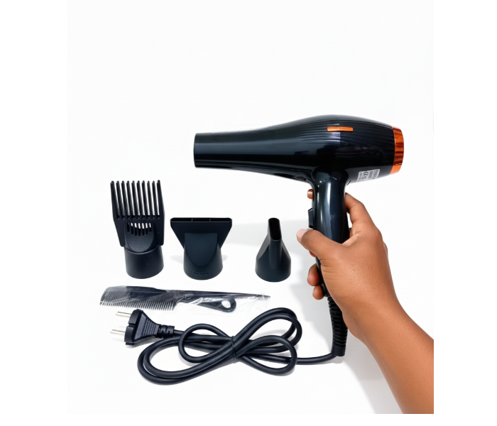 High-Power 5000W Hair Dryer with 5-in-1 Styling Kit, Ionic Technology, Cold Air, Black/Bronze in UAE