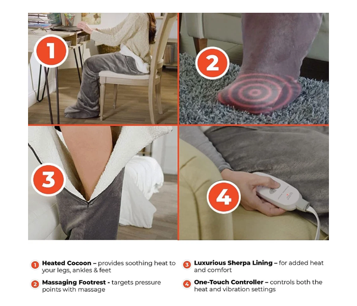 Calming Cozy Massaging Back Heating Pad | Electric Weighted Heat Therapy Wrap with Vibration – Gray in UAE