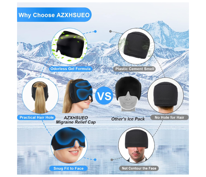 Migraine Relief Ice Hat Cooling Cap – Flexible Gel Cold Therapy Head Wrap for Headache, Sinus Pressure, Anxiety & Tension Relief in UAE
