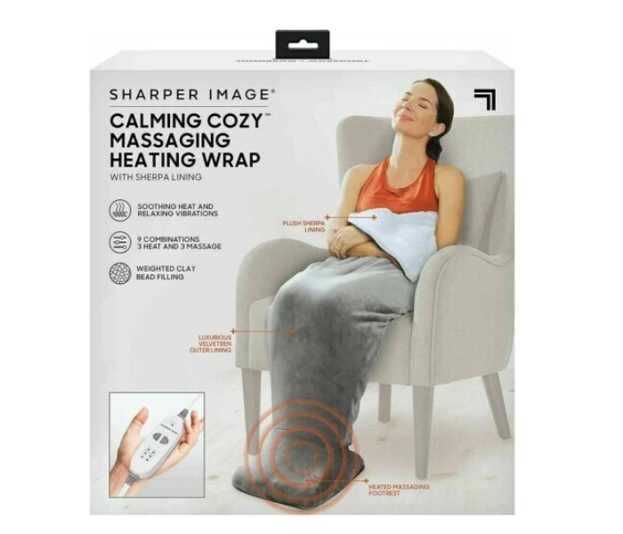 Calming Cozy Massaging Back Heating Pad | Electric Weighted Heat Therapy Wrap with Vibration – Gray in UAE