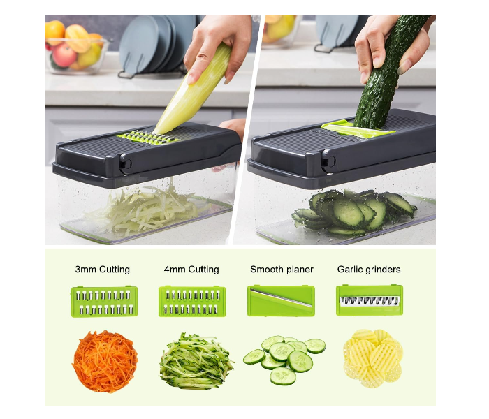 MACON Vegetable Chopper Food Dicer 16 in 1 Slicer with 8 Blades Container and Peeler MC4644 in UAE
