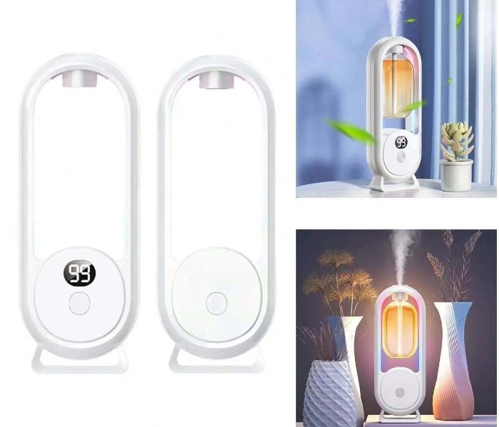 Automatic Fragrance Diffuser, Wall Mounted Essential Oil Dispenser with Digital Display, USB Rechargeable Air Freshener for Home Office Bathroom (White) in UAE