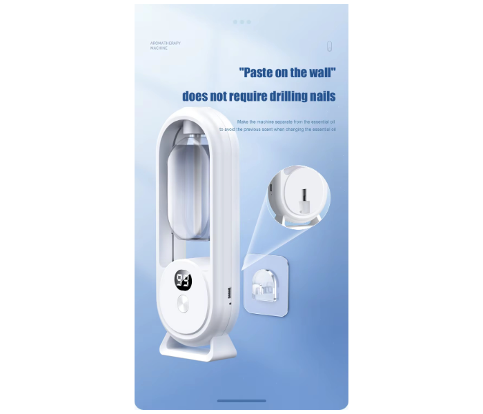Automatic Fragrance Diffuser, Wall Mounted Essential Oil Dispenser with Digital Display, USB Rechargeable Air Freshener for Home Office Bathroom (White) in UAE