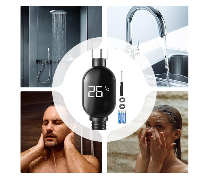 Shower Water Temperature Monitor | Shower Temperature Instant-Read with Led Digital Display - Waterproof Bathroom Accessories for Kitchen Apartment Hotel Home Household in UAE
