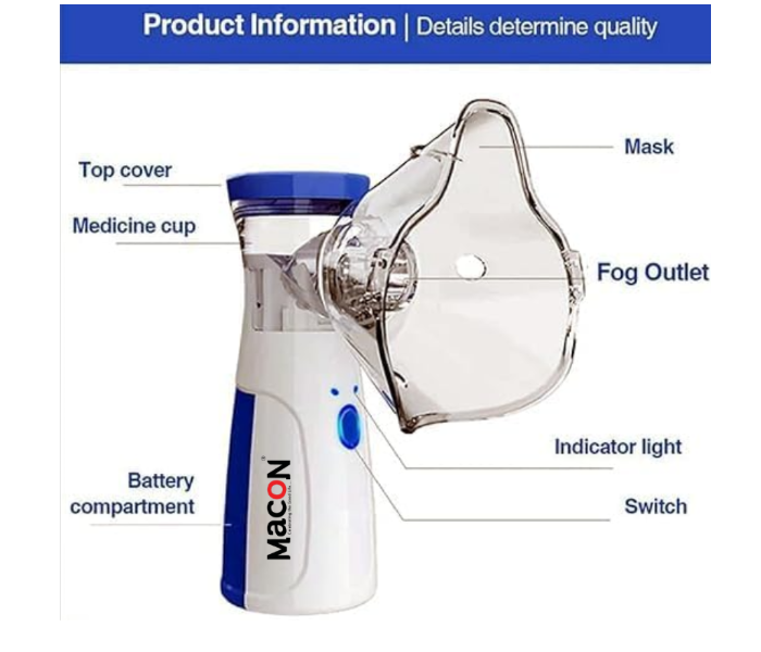 MACON Portable Nebulizer Machine: Silent Handheld Inhaler for Adults & Kids with Masks & USBMC4655 in UAE