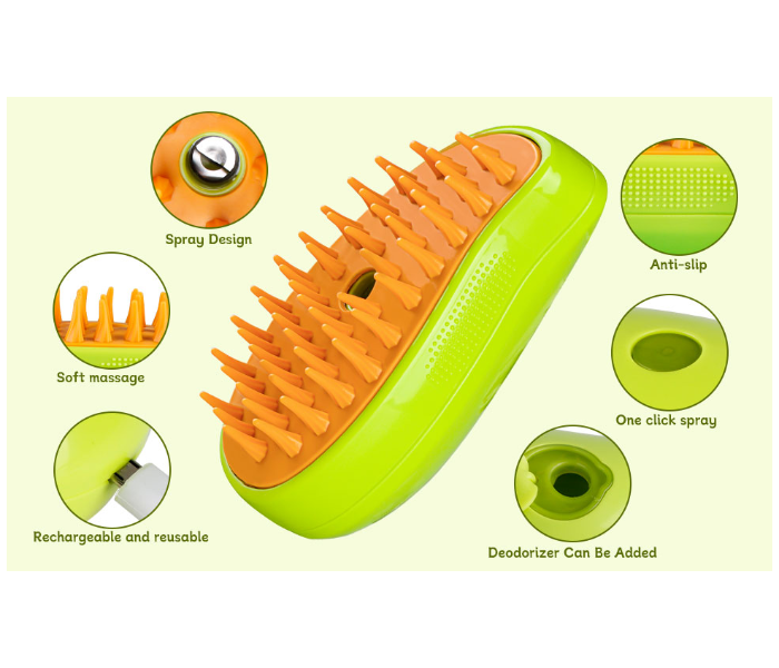 Pet Steam Comb Cat Dog Hair Collection Massage Bath Brush Relaxing Practical Cleaning in UAE
