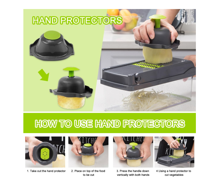 MACON Vegetable Chopper Food Dicer 16 in 1 Slicer with 8 Blades Container and Peeler MC4644 in UAE