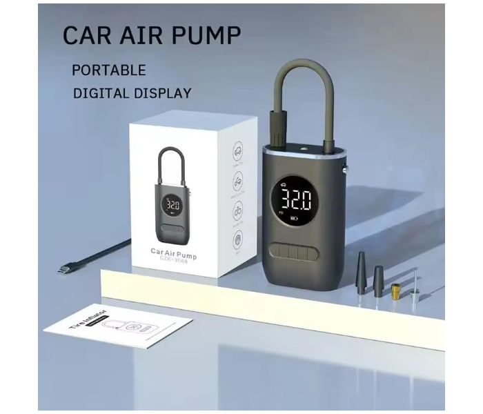 Digital Tyre Inflator for Cars & Bikes – 150 PSI Portable Air Compressor, 4000mAh Rechargeable Battery, Type-C, LED Display in UAE
