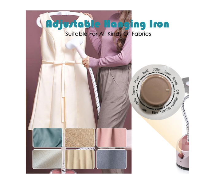 Multifunctional Standing Garment Steamer with Built-in Ironing Board & Hanger, 2000W High Power, Pink/White in UAE
