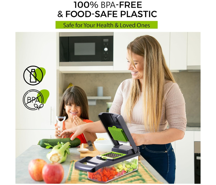 MACON Vegetable Chopper Food Dicer 16 in 1 Slicer with 8 Blades Container and Peeler MC4644 in UAE