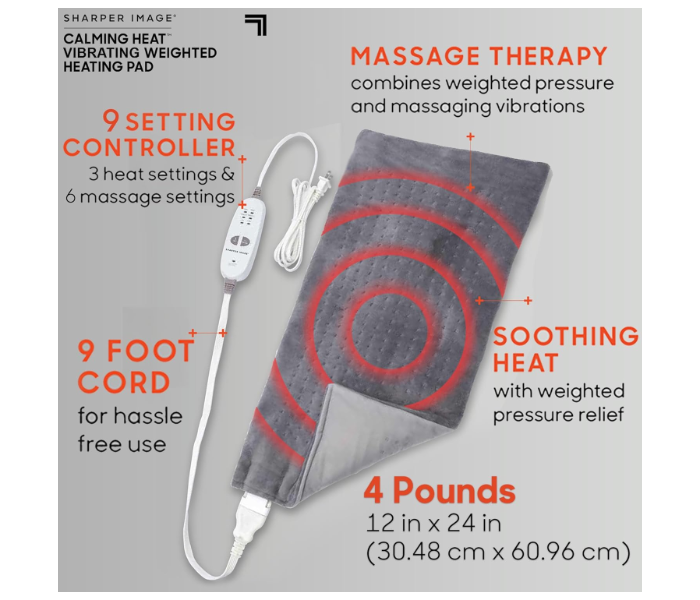 Calming Heat Electric Heating Pad with Massage | Weighted Heat Therapy Massager for Back, Neck & Body in UAE