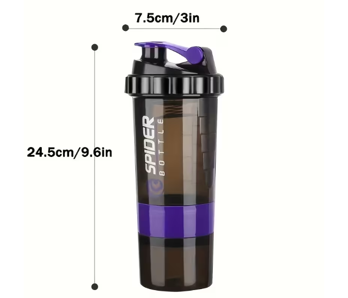 Sports Shaker Bottle Whey Protein Powder Mixing Bottle Sports Nutrition Protein Shaker Fitness Water Bottle With Three-Layer (Purple) in UAE