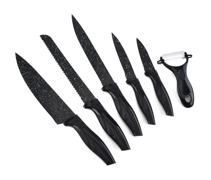 6-Piece Kitchen Knife Set – Stainless Steel Blades with Red & Black Handles, Chef Knife, Paring Knife & Peeler, Multipurpose Cutlery in UAE