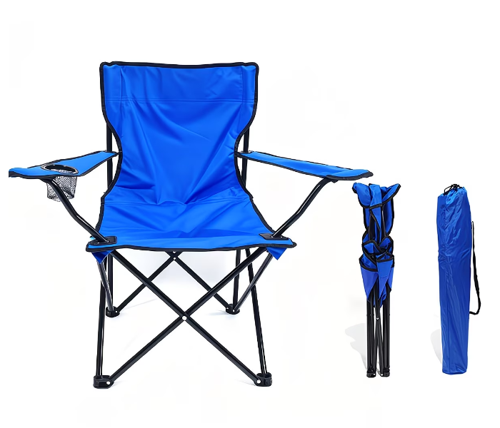 Portable Folding Chair with Arm Rest Cup Holder with Carrying Bag for Camping, Travelling, Lawn, Patio, Fishing, Garden, Beach, Picnic, Outdoor Foldable Chair Alloy Steel Multicolor in UAE