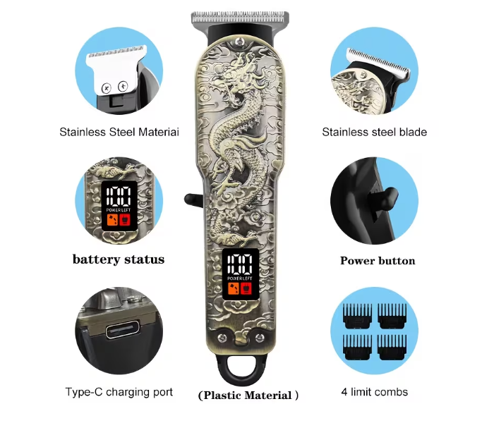 Men’s Professional Hair Clippers & Beard Trimmer Set | Cordless Hair Cutting Machine & Beard Shaper - Multicolor in UAE