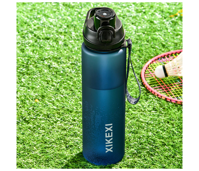 XIKEXI 1 Liter Frosted Plastic Water Bottle | BPA-Free Direct Drinking Gym, Fitness & Outdoor Sports Bottle with Strap - Blue in UAE