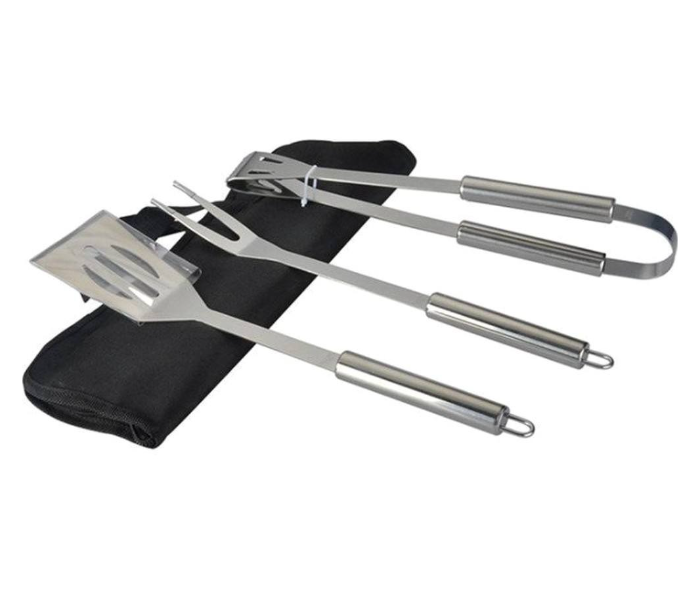 3-Piece BBQ Tool Set – Stainless Steel Spatula, Tongs & Fork, Essential Grilling Accessories, Small Handle Design in UAE