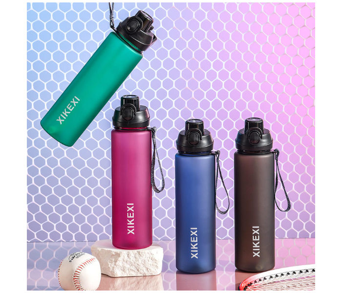 XIKEXI 1 Liter Frosted Plastic Water Bottle | BPA-Free Direct Drinking Gym, Fitness & Outdoor Sports Bottle with Strap - Blue in UAE