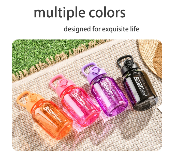 2000ml Large Capacity Transparent Water Bottle BPA-Free Plastic Sports Water Cup with Direct Drinking Lid & Cute Cartoon Sticker - Orange in UAE