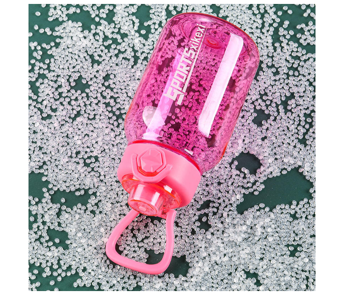 2000ml Large Capacity Transparent Water Bottle BPA-Free Plastic Sports Water Cup with Direct Drinking Lid & Cute Cartoon Sticker - Pink in UAE