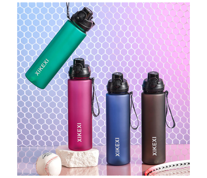 XIKEXI 1 Liter Frosted Plastic Water Bottle | BPA-Free Direct Drinking Gym, Fitness & Outdoor Sports Bottle with Strap - Green in UAE