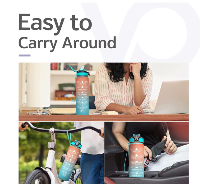The Better Home 1 Litre Motivational Water Bottle for Adults | Leakproof Sipper Bottle with Time Markings & Measurements | Unbreakable Sports Gym Water Bottle - Orange/Blue Gradient in UAE