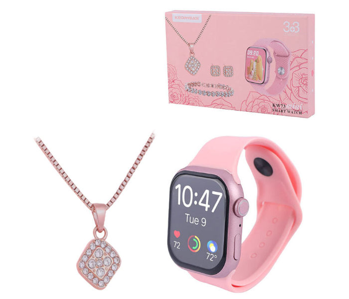 KEQIWEAR KW73 Mini Smartwatch for Men & Women | Heart Rate Monitor, Bluetooth Call, 3 Strap Set - Multicolor in UAE